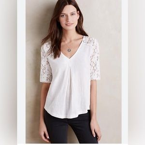 Anthropologie Meadow Rue white lace top